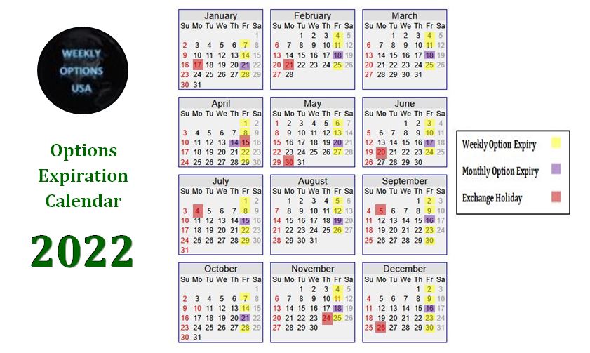 Options Calendar 2022 Weekly Options Expiration Calendar 2022