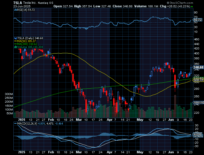 TSLA price chart at the time of the documented weekly call trade