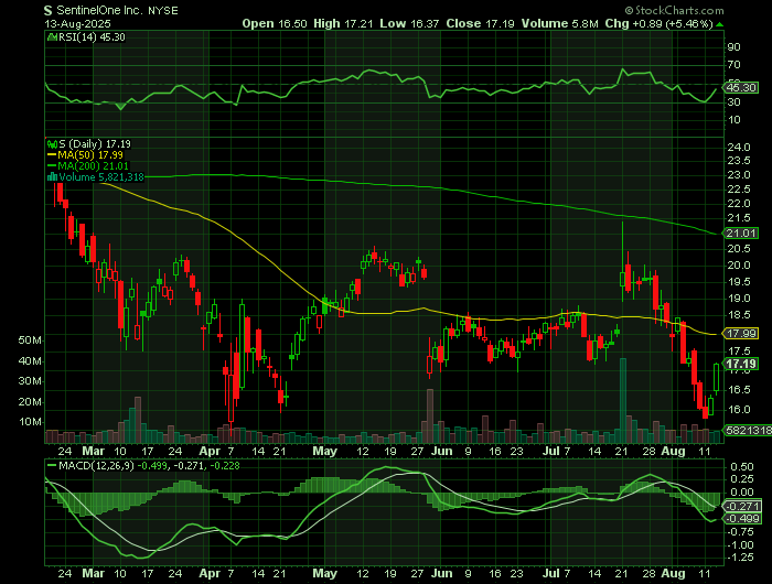 S price chart at the time of the documented weekly call trade