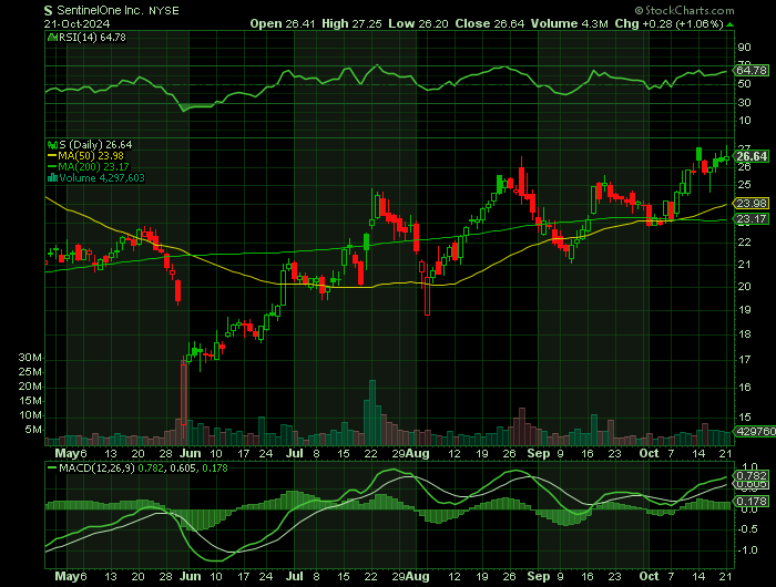 S price chart at the time of the documented weekly call trade